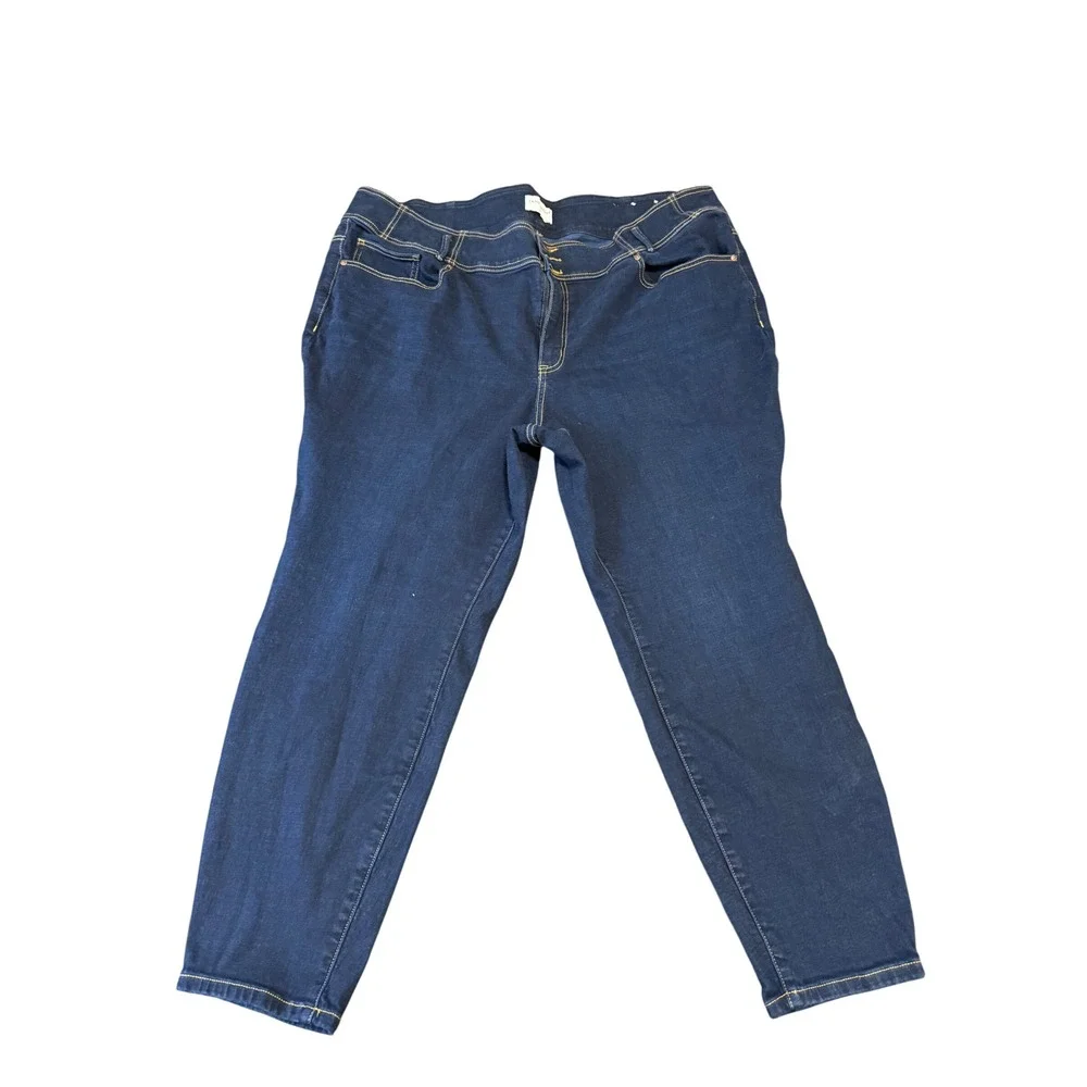 Lane Bryant Plus Size Denim Jeans Triple Button Dark Wash Womens